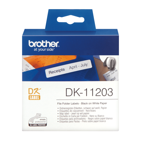 Benzi etichete originale Brother - Rola de etichete originala Brother DK11203, 17mm x 87mm, 300 etichete, etichete dosar documente