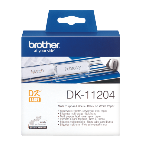 Benzi etichete originale Brother - Rola de etichete originala Brother DK11204, 17mm x 54mm, 400 etichete, etichete cu scop multiplu