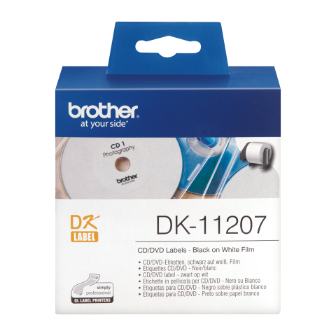 Benzi etichete originale Brother - Rola de etichete originala Brother DK11207, 58mm diamentru, 100 etichete, etichete pentru CD/DVD