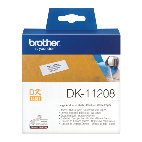 Benzi etichete originale Brother - Rola de etichete originala Brother DK11208, 38mm x 90mm, 400 etichete, etichete adresa mari