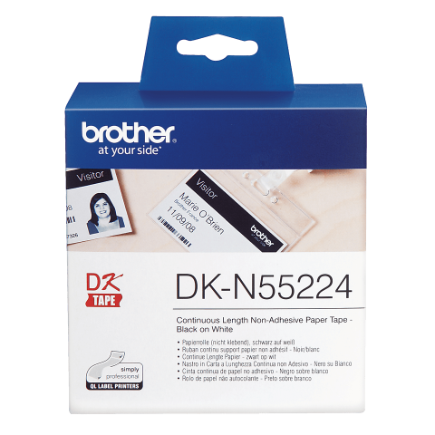 Benzi etichete originale Brother - Rola de hartie continua originala Brother DKN55224, 54mm latime, 30.5 metrii, hartie neadeziva