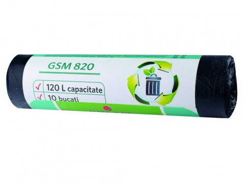 Accesorii menaj - Saci menajeri 120 L 10 buc/rola negru