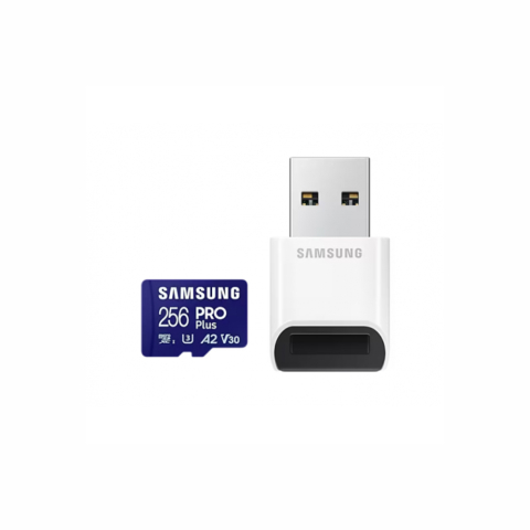 SAMSUNG PRO Plus microSD 256GB Up to 180MB/s Read and 130MB/s Write speed with Class 10 4K UHD incl. Card reader 2023 Cod Produs: MB-MD256SB/WW [1]