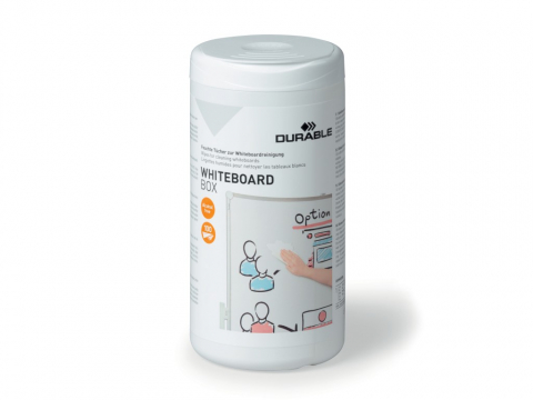 Prezentare si afisare - servetele umede cu dispenser pentru curatare whiteboard 100/set Durable