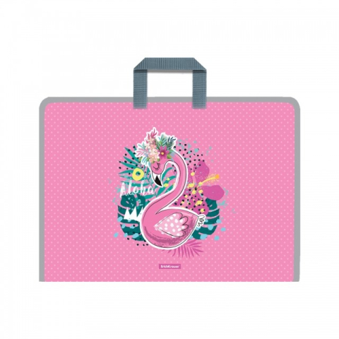 Serviete - Servieta A3 din material textil cu maner FLAMINGO ROSE