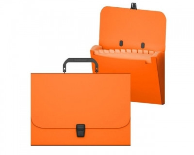 Serviete - Servieta A4 12 compartimente culoare Portocaliu neon