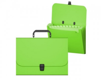 Serviete - Servieta A4 12 compartimente culoare verde neon