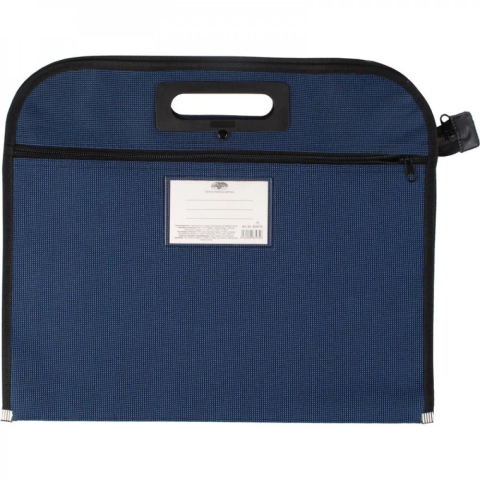 Serviete - Servieta A4  material textil cu maner inchidere cu fermoar culoare ALBASTRU