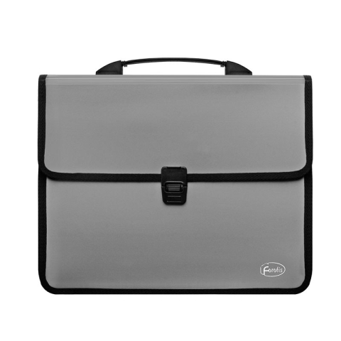 Serviete - Servieta plastic A4 cu maner  2 compartimente culoare GRI
