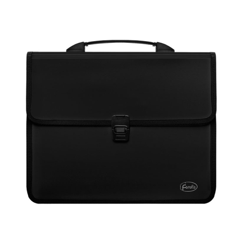 Serviete - Servieta plastic A4 cu maner  2 compartimente culoare NEGRU