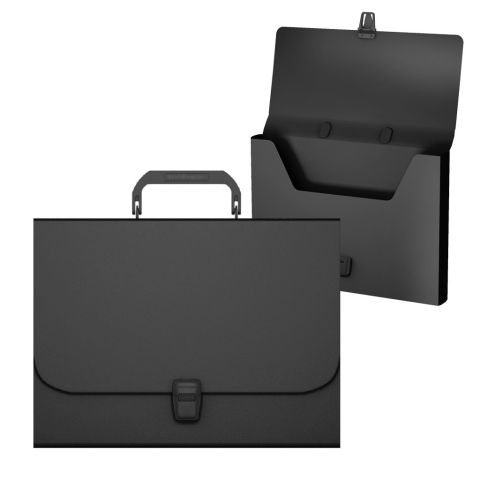 Serviete - Servieta plastic A4 cu maner inmagazinare 3,5 cm culoare NEGRU