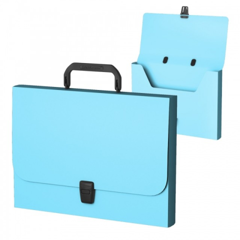 Serviete - Servieta plastic A4 cu maner inmagazinare 4 cm culoare ALBASTRU MARIN