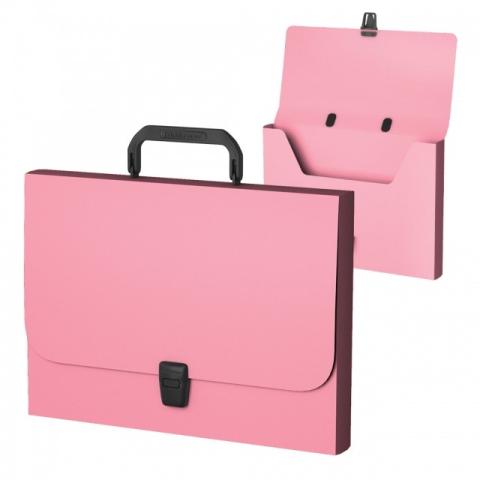 Serviete - Servieta plastic A4 cu maner inmagazinare 4 cm culoare ROZ
