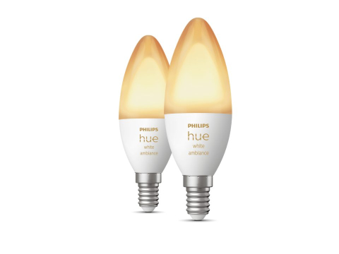 SET 2 becuri smart LED Philips , soclu E14 , putere 4W , forma lumanare , lumina alb calda , alb rece , alimentare 220 - 240 V , Cod Produs: 8719514356733 [0]