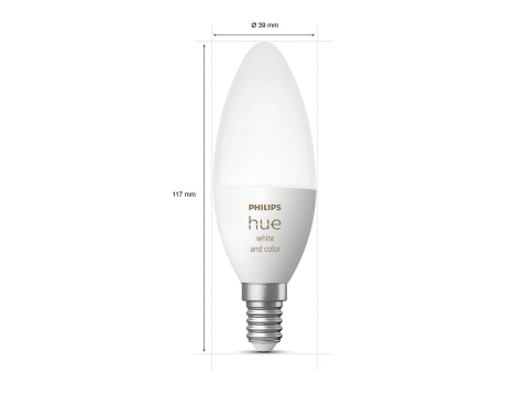 SET 2 becuri smart LED Philips , soclu E14 , putere 4W , forma lumanare , lumina alb , multicolora , alimentare 220 - 240 V , Cod Produs: 8719514356719 [2]