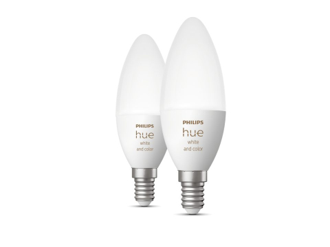 SET 2 becuri smart LED Philips , soclu E14 , putere 5.3W , forma lumanare , lumina multicolora , alimentare 220 - 240 V , Cod Produs: 8718699726331 [1]