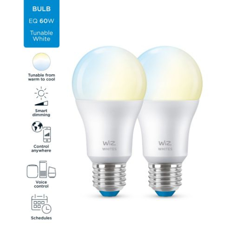 SET 2 becuri smart LED Philips , soclu E27 , putere 8W , forma clasic , lumina toate nuantele de alb , alimentare 220 - 240 V , Cod Produs: 8719514551015 [1]