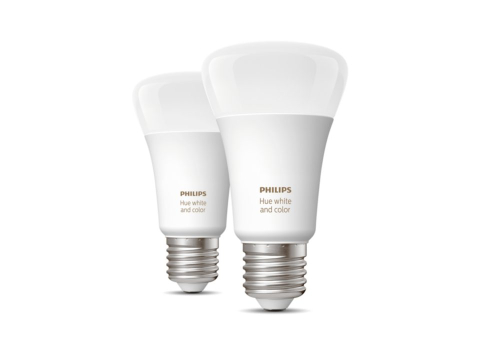 SET 2 becuri smart LED Philips , soclu E27 , putere 9 W , forma oval , lumina multicolora , alimentare 220 - 240 V , Cod Produs: 8719514328365 [1]