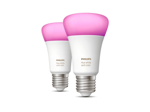 SET 2 becuri smart LED Philips , soclu E27 , putere 9 W , forma oval , lumina multicolora , alimentare 220 - 240 V , Cod Produs: 8719514328365 [0]