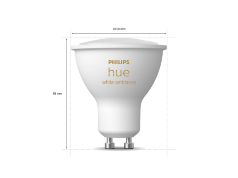 SET 2 becuri smart LED Philips , soclu GU10 , putere 5W , forma spot , lumina alb , alimentare 220 - 240 V , Cod Produs: 8719514340121 [2]