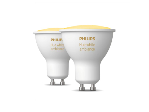 SET 2 becuri smart LED Philips , soclu GU10 , putere 5W , forma spot , lumina alb , alimentare 220 - 240 V , Cod Produs: 8719514340121 [0]