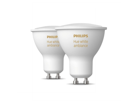 SET 2 becuri smart LED Philips , soclu GU10 , putere 5W , forma spot , lumina alb , alimentare 220 - 240 V , Cod Produs: 8719514340121 [1]