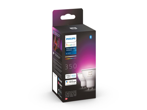 SET 2 becuri smart LED Philips , soclu GU10 , putere 5W , forma spot , lumina multicolora , alimentare 220 - 240 V , Cod Produs: 8719514340084 [3]