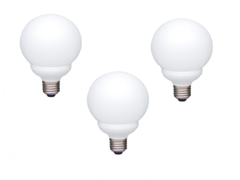 Electronice - SET 3 becuri fluorescent Panasonic, soclu E27, putere 13W, forma sferic, lumina alb calda, alimentare 220 - 240 V, Cod Produs: EFG13E282V-3