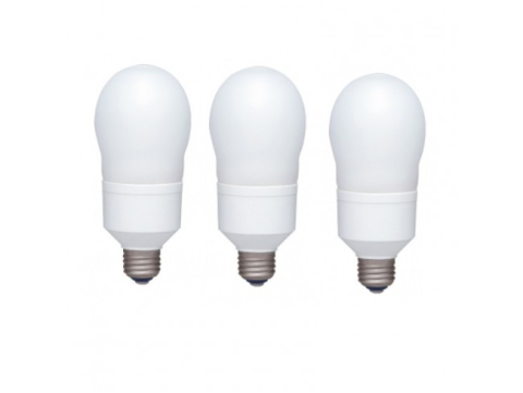 Becuri - SET 3 becuri fluorescent Panasonic , soclu E27 , putere 18W , forma oval , lumina alb rece , alimentare 220 - 240 V , Cod Produs: EFA18E65HD-3