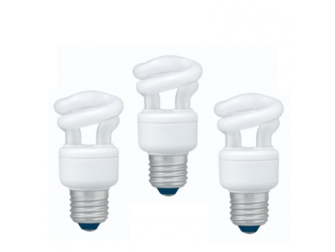 Electronice - SET 3 becuri fluorescent Panasonic , soclu E27 , putere 5W , forma spirala , lumina alb calda , alimentare 220 - 240 V , Cod Produs: EFD5E27HD3E-3