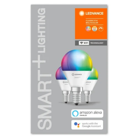 SET 3 becuri smart LED Osram , soclu E14 , putere 5W , forma sferic , lumina multicolora , alimentare 220 - 240 V , Cod Produs: 4058075485990 [2]