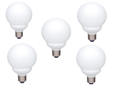 Electronice - SET 5 becuri fluorescent Panasonic , soclu E27 , putere 13W , forma sferic , lumina alb calda , alimentare 220 - 240 V , Cod Produs: EFG13E282V-5
