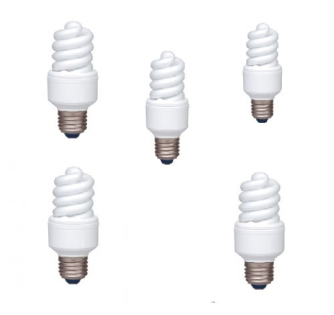 Electronice - SET 5 becuri fluorescent Panasonic, soclu E27, putere 13W, forma spirala, lumina alb calda, alimentare 220 - 240 V, Cod Produs: EFD13E282V-5