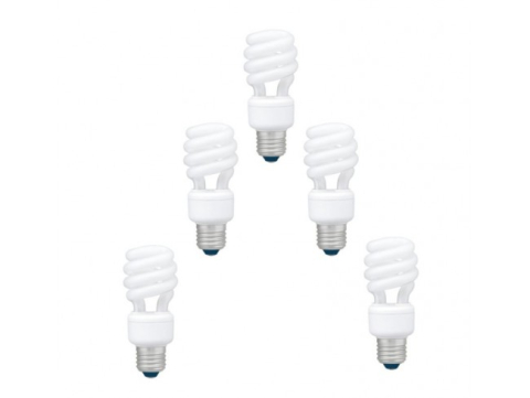 Electronice - SET 5 becuri fluorescent Panasonic , soclu E27 , putere 22W , forma spirala , lumina alb calda , alimentare 220 - 240 V , Cod Produs: EFD22E27HD3E-5