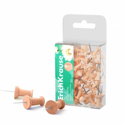 Ace, capse, agrafe, clipsuri, pioneze - Set 50 de pioneze panou pluta culoare pastel orange