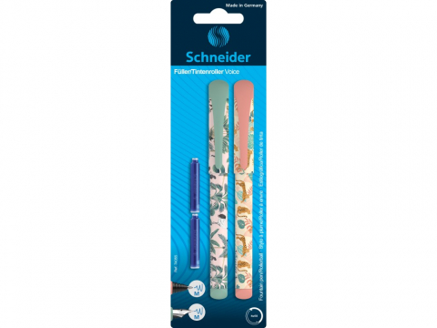 Stilouri si rollere cu rezerve de cerneala - Set stilou + roller Schneider Voice + 2 rezerve/blister