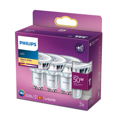 SPOT LED Philips , soclu GU10 , putere 4.6W , forma spot , lumina alb calda , alimentare 220 - 240 V , Cod Produs: 8718699776114 [1]