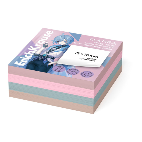 Index, notesuri adezive - Stick Notes hartie 75 x 75mm MANGA 400 de coli 4 culori