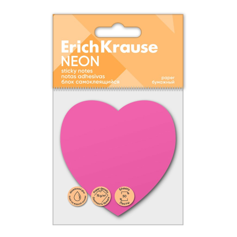 Index, notesuri adezive - Stick Notes hartie HEART NEON 50 de coli culoare PINK