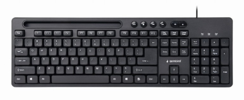 Tastaturi - TASTATURA GEMBIRD USB ,  multimedia 104 taste + 6 taste multimedia ,  cu stand telefon ,  black Cod Produs: KB-UM-108