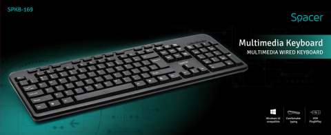 TASTATURA SPACER USB ,  multimedia ,  104 taste + 11 taste multimedia ,  anti-spill ,  black ,  Cod Produs: SPKB-169 [5]