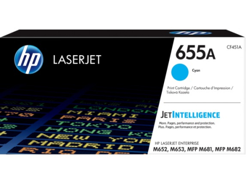 Cartuse originale - Toner Original CF451A HP Cyan, nr.655A, pentru Color LaserJet M652 | M653 | M681 | M682, 10.5K