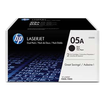 Cartuse originale - Toner original HP CE505D , HP 05A , negru , 4600 (2x2300) pagini , 2 buc.