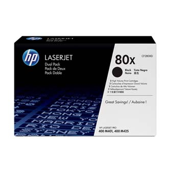 Cartuse originale HP - EXT Toner original HP CF280XD , HP 80X , negru , 6900p , pachet dublu , 2000g