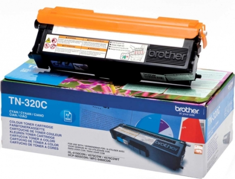 Cartuse originale Brother - Toner Original TN320C Brother Cyan, TN320C, pentru HL-4140 | 4150 | 4570 | DCP-9270 | 9055 | MFC-9970 | 9460, 1.5K,"TN320C"