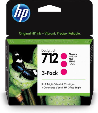 Cartuse originale - Tri-Pack Original 3ED78A HP Magenta, nr.712, pentru DesignJet Studio 24 | Studio 36 | T230 | T250 | T630 | T650, 29ml