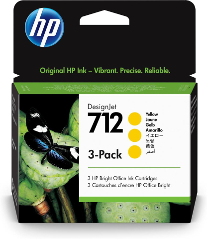 Cartuse originale - Tri-Pack Original 3ED79A HP Yellow, nr.712, pentru DesignJet Studio 24 | Studio 36 | T230 | T250 | T630 | T650, 29ml