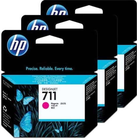 Cartuse originale - Tri-Pack Original CZ135A HP Magenta, nr.711, pentru DesignJet T120 | T520, 