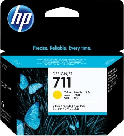 Cartuse originale - Tri-Pack Original CZ136A HP Yellow, nr.711, pentru DesignJet T120 | T520, 