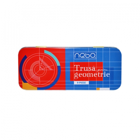 Trusa geometrie, cutie metal, Nebo, 9 piese [2]